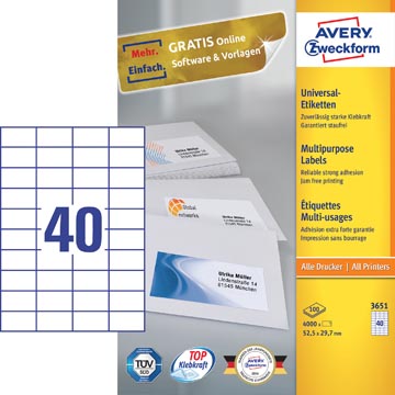 ZWECK ETIKETTEN INKJET-LASER-KOPIE (52.5X29.7MM)