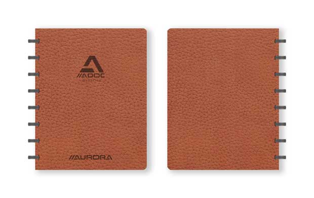ADOC BUSINESS GELIJND,LEDER-LOOK MET ZWARTE RINGEN A5