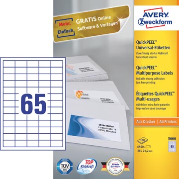 ZWECK ETIKETTEN INKJET-LASER-KOPIE (38X21.2MM)