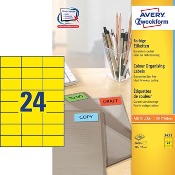 ZWECK ETIKETTEN (70X37MM, GEEL)