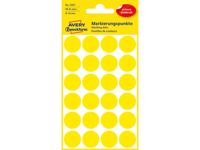 ZWECK ETIKETTEN (18MM, 96st (ROND), GEEL)