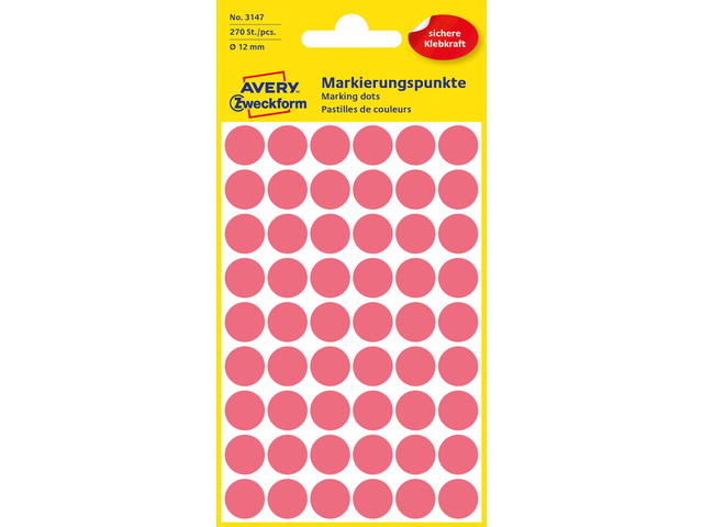 ZWECK ETIKETTEN (12MM (ROND), FLUO ROOD)