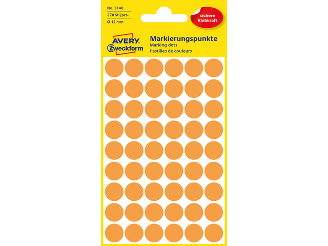 ZWECK ETIKETTEN (12MM (ROND), FLUO ORANJE)