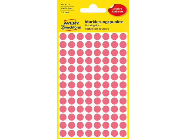 ZWECK ETIKETTEN (8MM (ROND), FLUO ROOD)