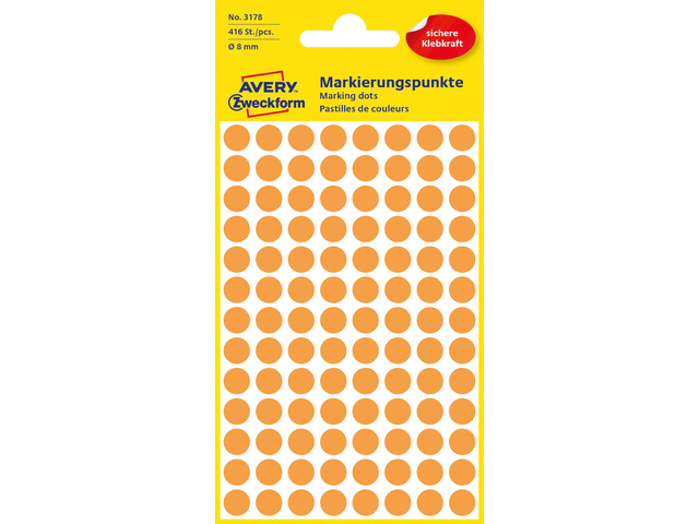 ZWECK ETIKETTEN (8MM (ROND), FLUO ORANJE)