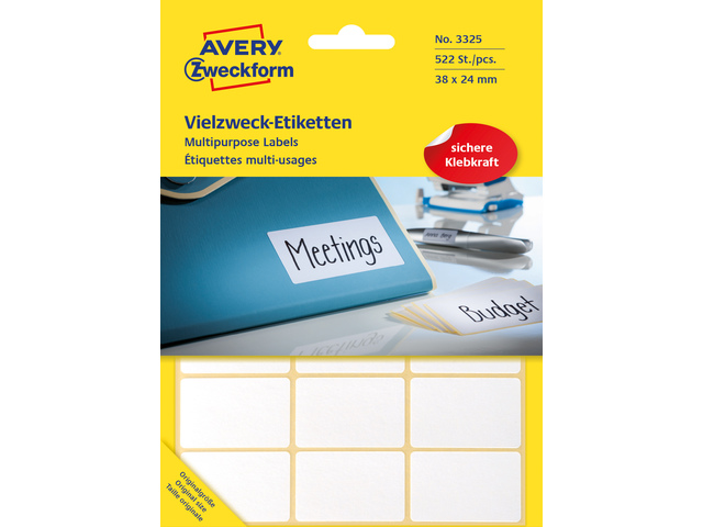 DOOS ZWECK.ETIKETTEN 38X24MM