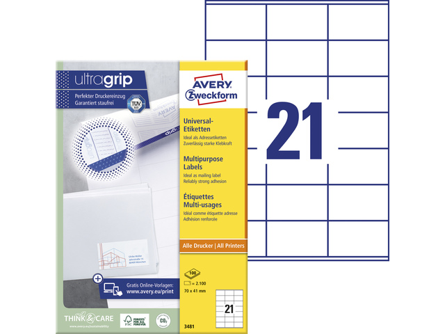 ZWECK ETIKETTEN INKJET-LASER-KOPIE (70X41MM)