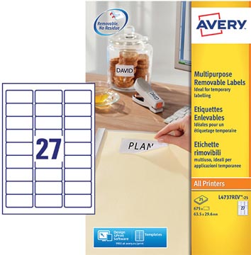ZWECK STICK&LIFT ETIKETTEN (63.5X29.6MM), 25 VELLEN