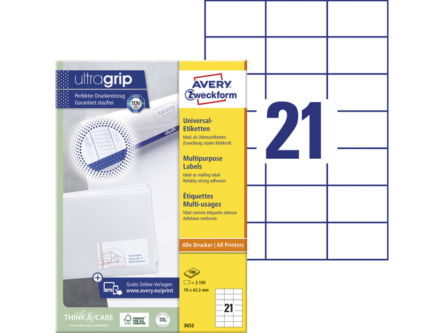 ZWECK ETIKETTEN INKJET-LASER-KOPIE (70X42.3MM)