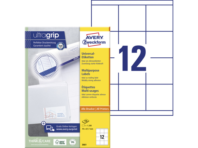 ZWECK ETIKETTEN INKJET-LASER-KOPIE (70X67.7MM)