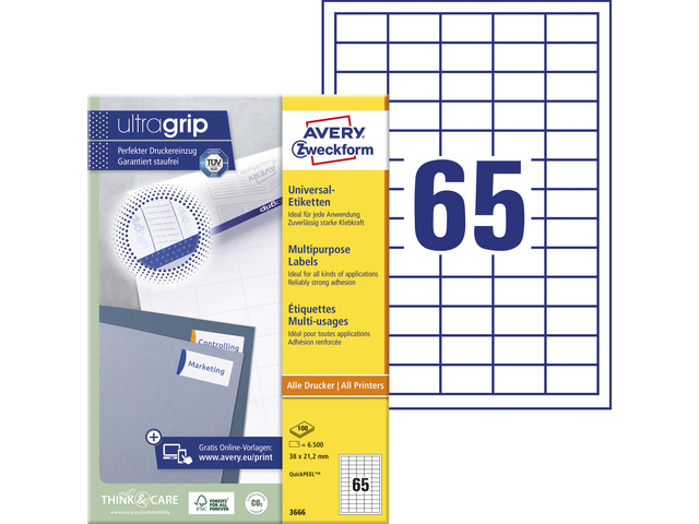 ZWECK ETIKETTEN INKJET-LASER-KOPIE (38X21.2MM)