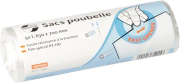 Universal Plus vuilniszak 10 micron, ft 63 x 70 cm, 50 liter, wit, rol van 50 stuks