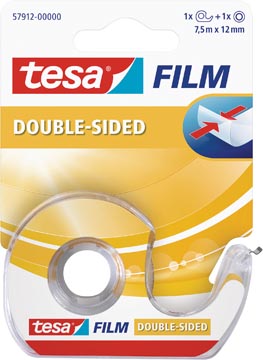 DUBBELZIJDIGE PLAKBAND TESA FILM 12mmX7.5mm MET DISPENSER