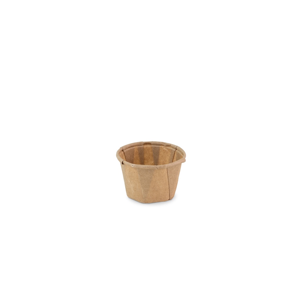 Bakje papier (FSC®) rond bruin 1.0oz / 30ml  ø44 x h27mm krimp à 200
