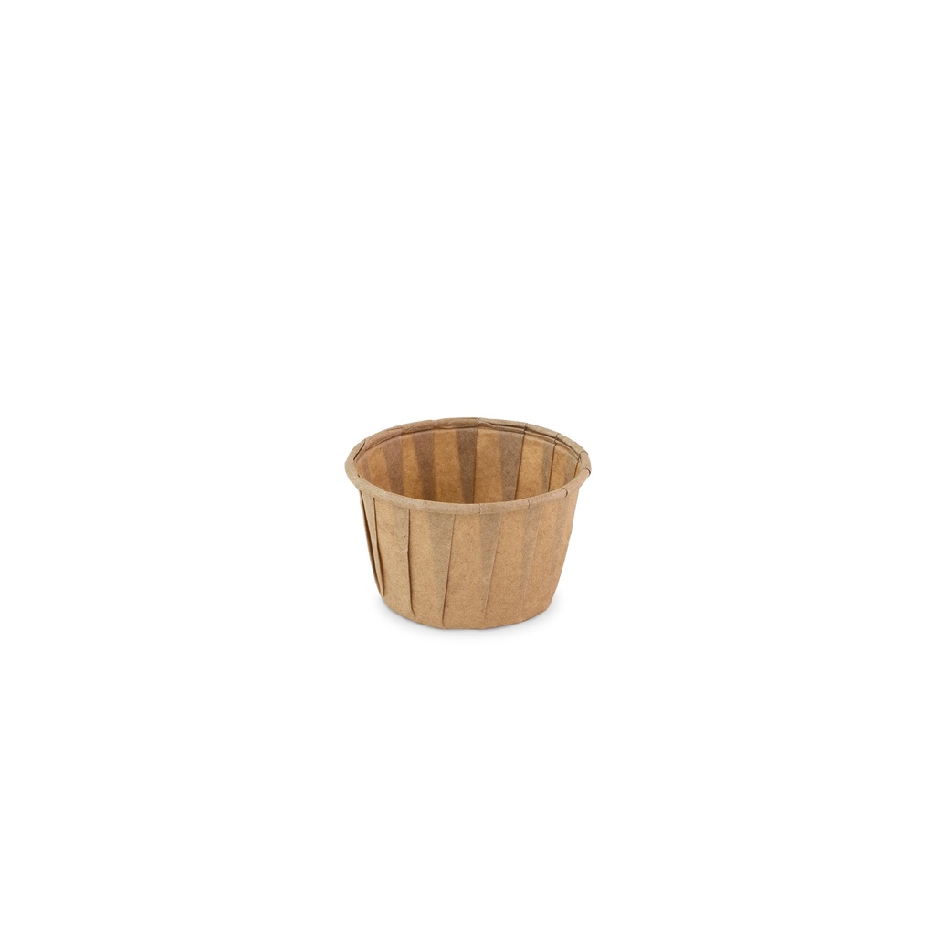 Bakje papier (FSC®) rond bruin 1.25oz / 37ml  ø50 x h31mm krimp à 200