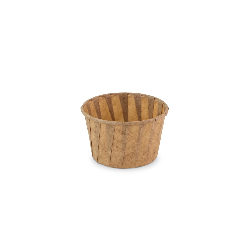 Bakje papier (FSC®) rond bruin 3.25oz / 96ml  ø66 x h42mm krimp à 200