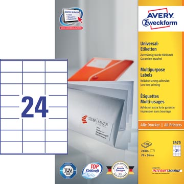 ZWECK ETIKETTEN INKJET-LASER-KOPIE (70X36MM)
