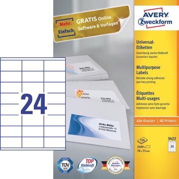 ZWECK ETIKETTEN INKJET-LASER-KOPIE (70X35MM)