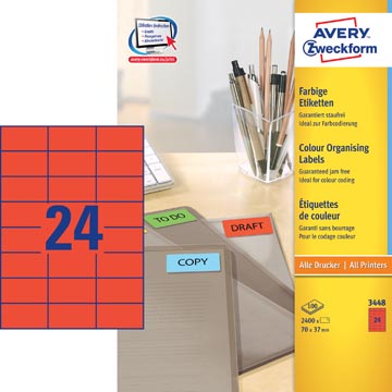 ZWECK ETIKETTEN (70X37MM, ROOD)