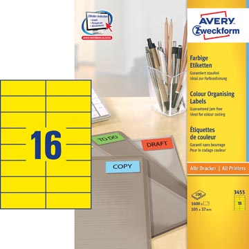 ZWECK ETIKETTEN (105X37MM, GEEL)
