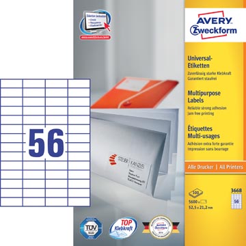 ZWECK ETIKETTEN INKJET-LASER-KOPIE (52.2X21.2MM)