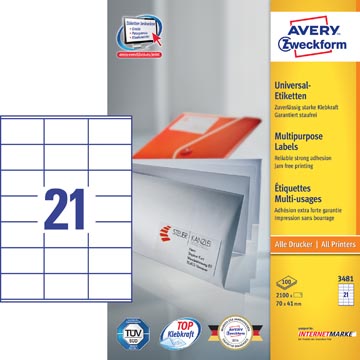 ZWECK ETIKETTEN INKJET-LASER-KOPIE (70X41MM)