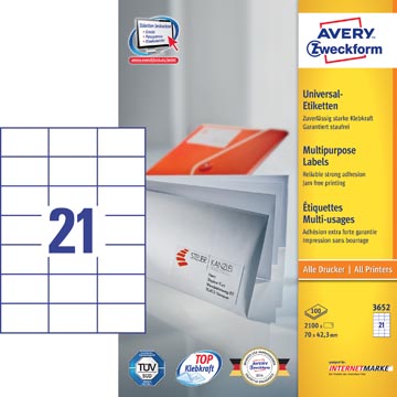 ZWECK ETIKETTEN INKJET-LASER-KOPIE (70X42.3MM)