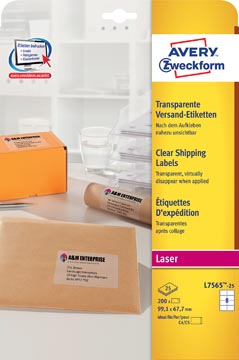 ZWECK ETIKETTEN TRANSPARANT (99.1X67.7MM, LASER)