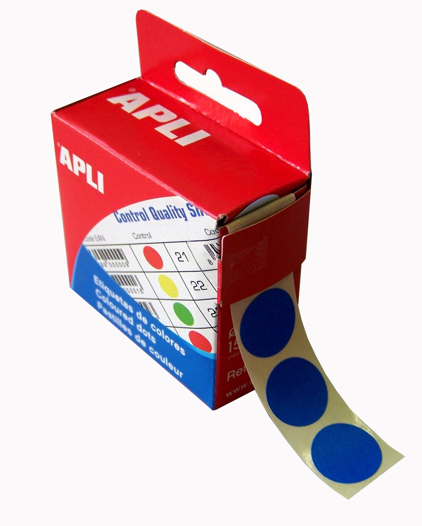 ETIKET APLI 15MM ROND BLAUW 150 STUKS