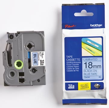 LABEL TAPE P- TOUCH TZ 18MM BLUE/BLACK TAPE 8M LAMINATED