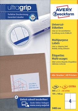 ZWECK ETIKETTEN INKJET-LASER-KOPIE (105X148MM, 200 vellen)