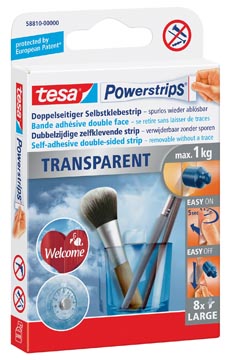 TESA POWERSTRIPS 1KG TRAN BLS8