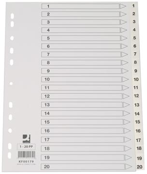 Q-CONNECT TABBLAD PP WIT 1-20