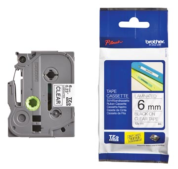 LABEL TAPE P- TOUCH TZ (6MM, TRANSPARANT/ZWART)