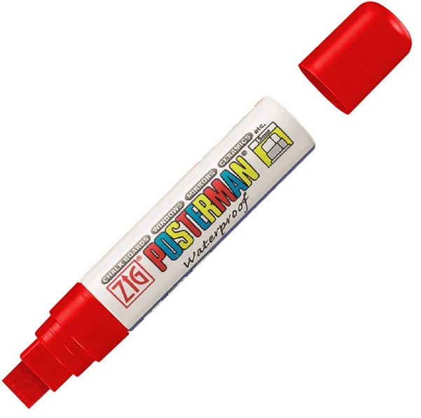 POSTERMAN  KRIJTSTIFT (DIK, ROOD)