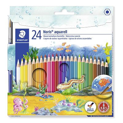 [14410NC24] STAEDLER 24 AQUARELL POTLODEN + PENSEEL