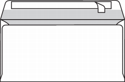 [9180.44] Omslagen speedmail venster links strip wit 80g 114x229mm doos met blauwe puntjes binnendruk