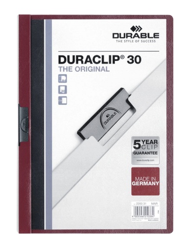 [D220031] Klemmap Durable Duraclip A4 3mm 30 vellen aubergine