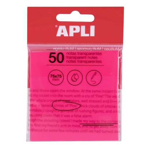 [19570] NOTES TRANSPARENT 75x75 PINK